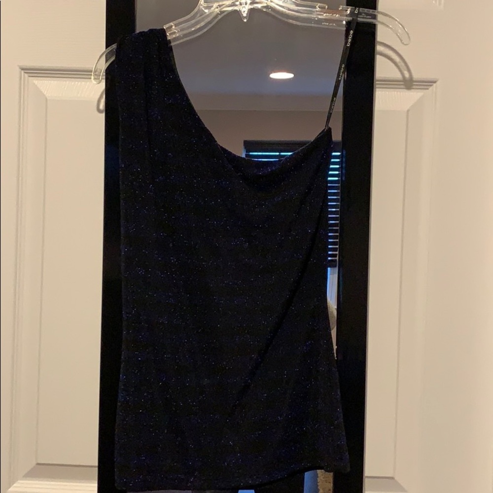 Bebe one shoulder sparkle top
